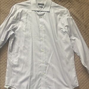 Calvin Klein Men's White and Gray Patterned Shirt